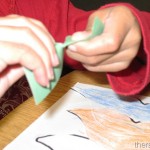 Making Christmas Christmas Trees with torn paper