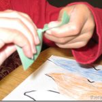 Making Christmas Christmas Trees with torn paper
